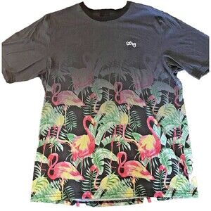 Lifted Research Group Men's Sz Medium Black Faded HOT Paradise Flamingos T-Shirt
